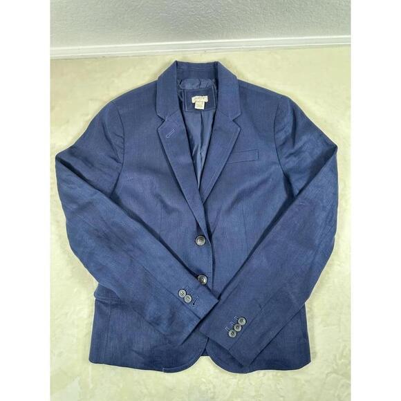 J. Crew Jackets & Blazers - J.Crew Blue Linen Blazer Tailored Minimal Classic Office Siren Work Corpcore
